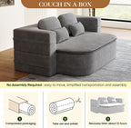 Antetek Convertible Sleeper Sofa, Modern Folding Futon Corduroy Floor Foam Compression Loveseat Sofa Bed Couch, Foldable Full Size Guest Bed with 4 Pillows for Living Room Bedroom Apartment, Grey