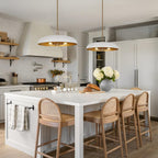 LamQee 20 Inch Oversized Large Pendant Lights, 3-Lights White and Gold Dome Chandelier, Mid Century Modern Metal Pendant Lighting Fixture Ceiling Hanging for Kitchen Island Dining Room Over Table Bar