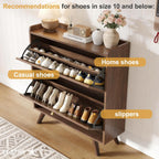 Decofy 37.6” Shoe Cabinet with 2 flip-Down Drawers, Three Adjustable Levels, Suitable for entryway, Hallway, and Living Room (Walnut)