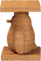 Bali & pari Pembroke Penguin End Table - Handwoven Rattan Sculptural Accent Side Table with Platform Base