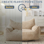 MOJAY Giant Bean Bag Chair, Oversized Plush Fluffy Lounge Chair with Filling, Comfy Stuffed Sofa with Backrest for Adults and Teens, Cozy for Gaming, Reading and Relaxing in Bedroom or Living Room
