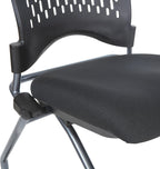 Office Star Deluxe Ventilated Plastic Wrap Around Back Folding Nesting Chair 2 Pack, Coal FreeFlex Fabric