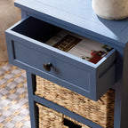 SAFAVIEH Furniture - Carrie 3-Shelf Side Table - Blue - Solid Wood - Farmhouse Tiered Design - Ideal for Living Room, Entryway, Home Office, 16" W x 13" D x 26" H - Fully Assembled (AMH5700K)