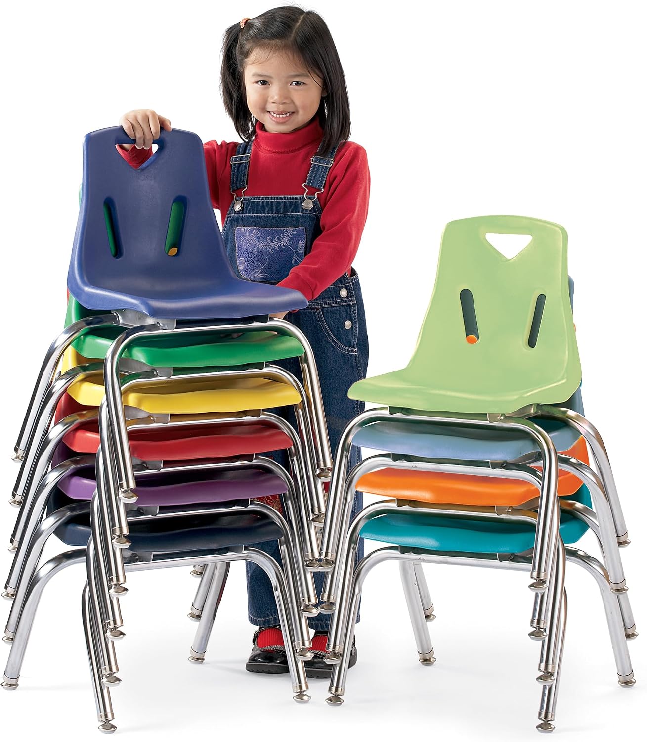 Jonti-Craft Berries 8142JC1003 Stacking Chair with Chrome-Plated Legs, 12" Height, Blue