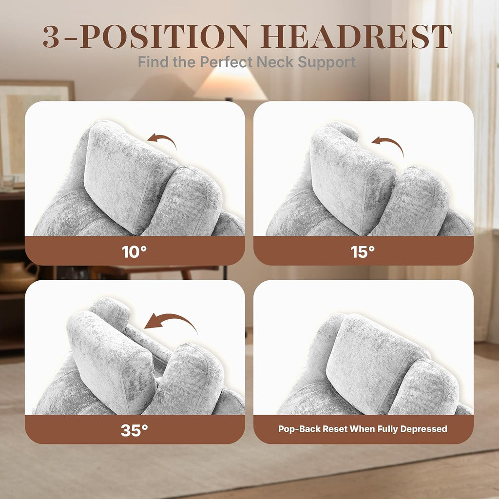Oversized Power Rocker Recliner Chair, Swivel Glider Rocking Chair for Adults with Massage and Heat, Nursery Glider Recliner with Adjustable Headrest and Phone Stand