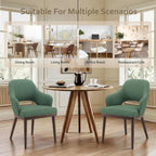MALOL Wooden Dining Chairs Set of 2, Modern Fabric Upholstered Dining Room Chair, Kitchen Side Chairs, Farmhouse Dinner Chair with Open Back for Kitchen, Green