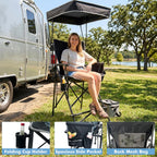 27" Tall Folding Director Chair Oversized with Canopy Shade for Adults Heavy Duty Camping Chair Portable with Footrest & Carry Bag Supports 300 lbs
