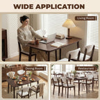 HOMCOM 5-Piece Dining Table Set for 4, Mid-Century Modern Kitchen Table and Chairs with Padded Seats and Backrests, Solid Wood Frame for Small Space, Dining Room, Living Room, Cream White