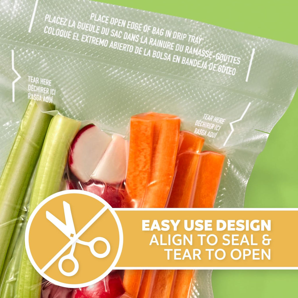 FoodSaver Pint Pre-Cut Vacuum Seal Bags, Easy Use Vacuum Storage Bags, Align to Seal and Tear to Open Vacuum Sealer Storage Bags, 108 Pack