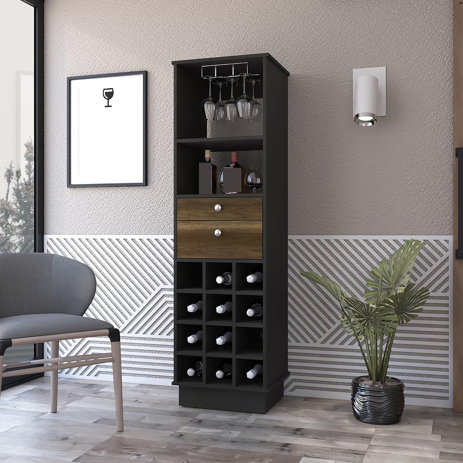 Wine Cabinet with 2-Drawer Storage, 1-Shelf Pantry Sideboard Locker for Kitchen Living Room,for Kitchen Home