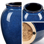 Blue Large Ceramic Vases for Flowers Navy Blue Glazed Pottery Vases Rustic Modern Farmhouse Distressed Decorative Vase for Home Kitchen Mantel Shelf Living Room Table Centerpiece Decor - 6.7 Inch Tall