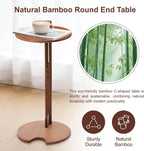 18–26" Height Adjustable Bamboo C-Shaped Side End Table for Sofa | Slides Under Couch; Round Solid Bamboo Top; Works as Laptop Desk & TV Tray; Space-Saving for Small Living Rooms and Bedrooms