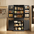 Gizoon 71" Tall Kitchen Pantry Cabinet with Doors and Adjustable Shelves, 5-Tier Multipurpose Pantry Storage Cabinet with Drawer Freestanding Organizer for Small Kitchen Bathroom Laundry Room, Black