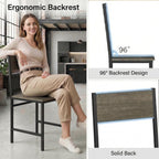 POWERSTONE Industrial Dining Chairs Set of 4, Wooden Kitchen Chairs with Slanted Backrests & Metal Legs, 330lb Capacity, Easy to Assemble, Farmhouse Dinner Seats for Living Room, Restaurant, Oak Grey