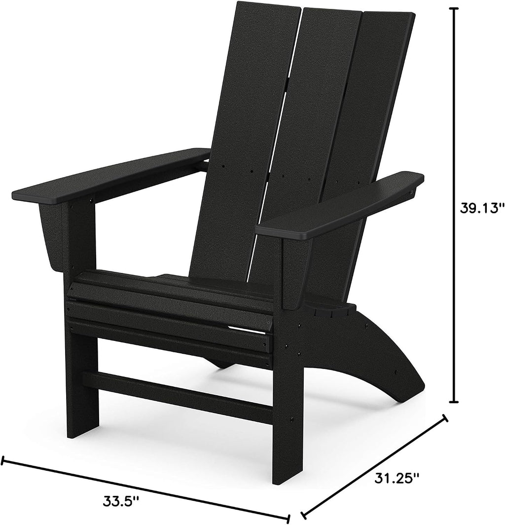 POLYWOOD Modern Curveback Adirondack Chair, HDPE Outdoor Patio Furniture, Fade-Proof Fire Pit Deck Garden Chair, Adult Size, Made in USA