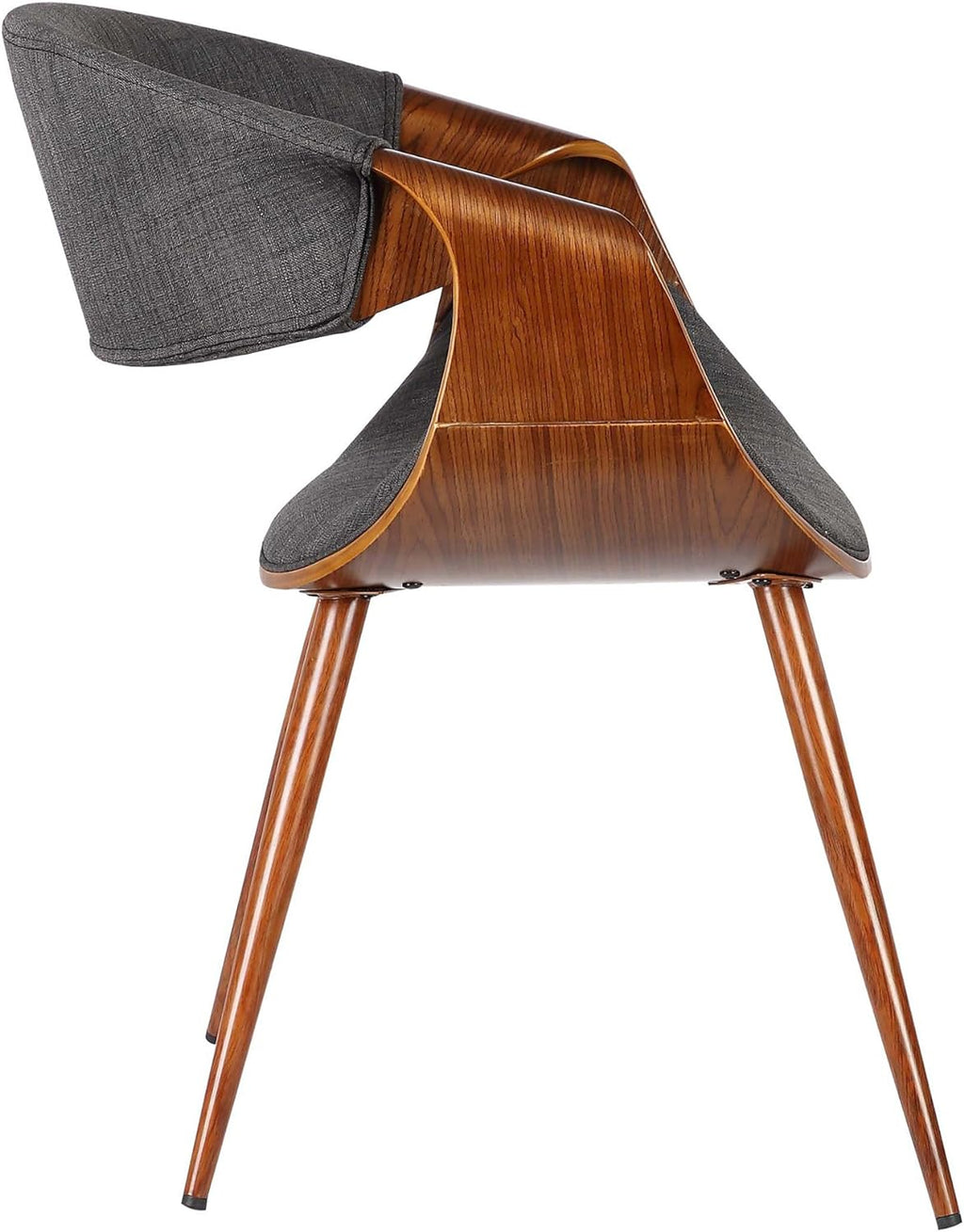Armen Living Butterfly Mid-Century Dining Chair in Walnut Finish and Charcoal Fabric - Set of 2