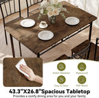 5 Piece Dining Table Set, Wood Kitchen Table and Chairs for Small Space,Breakfast Nook,Easy Assembly,Brown