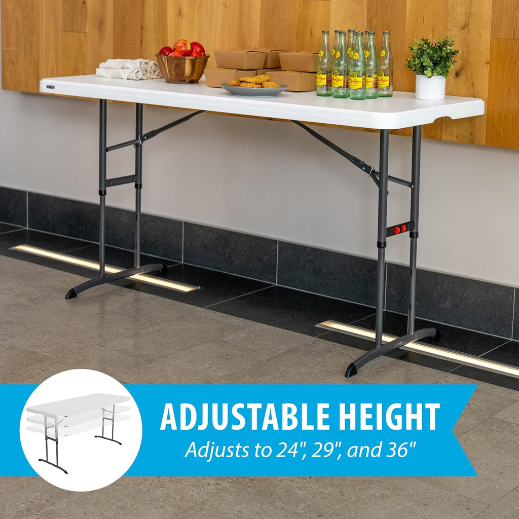 Lifetime 6-Foot Adjustable Height Nesting Table, Commercial, White Granite