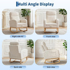 Nursery Rocking Chair, Corduroy Upholstered Rocking Chair with Adjustable Footrest, Tufted Rocker Chair with Side Pocket, Glider Rocker for Living Room, Bedroom