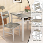 Hooseng 3 Piece Dining Table Set for 2, Small Wooden Kitchen Table with Storage, Farmhouse Square Dinette Set for Dining Room, Breakfast Nook, Apartment, Small Space