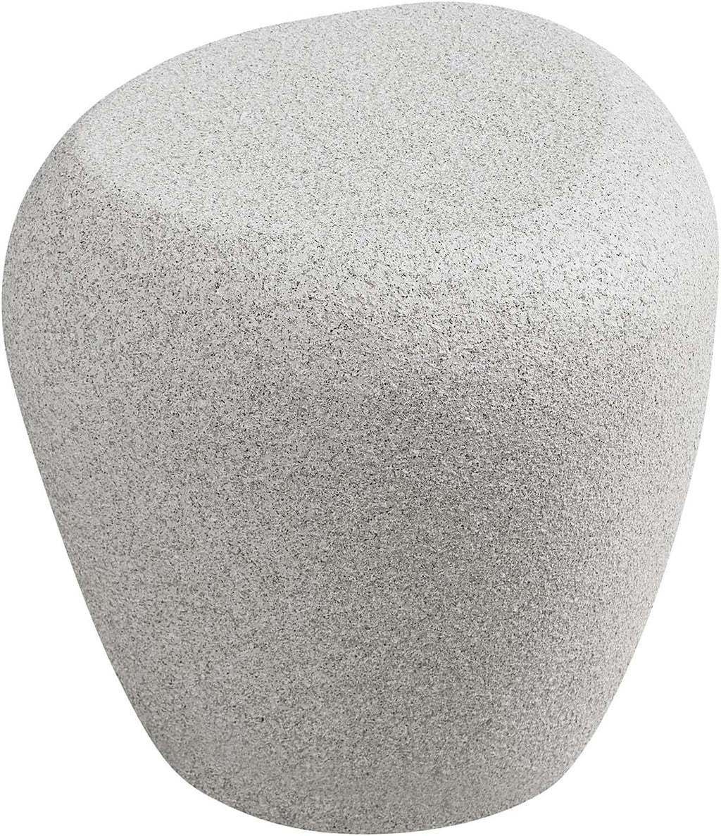 Irregular Fiberglass Side Table Drum Sofa Side Accent End Table for Apartment, Living Room, Bedroom, Reception Room, No Assembly Required (White)