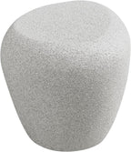 Irregular Fiberglass Side Table Drum Sofa Side Accent End Table for Apartment, Living Room, Bedroom, Reception Room, No Assembly Required (White)
