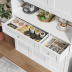 BOTLOG 2PCS Kitchen Cabinets, 71” Large Sideboard Buffet Cabinet with Storage, 72" Tall Pantry Cabinet with Microwave Stand, Wood Coffee Wine Bar Console Table for Kitchen, Dining Room, White