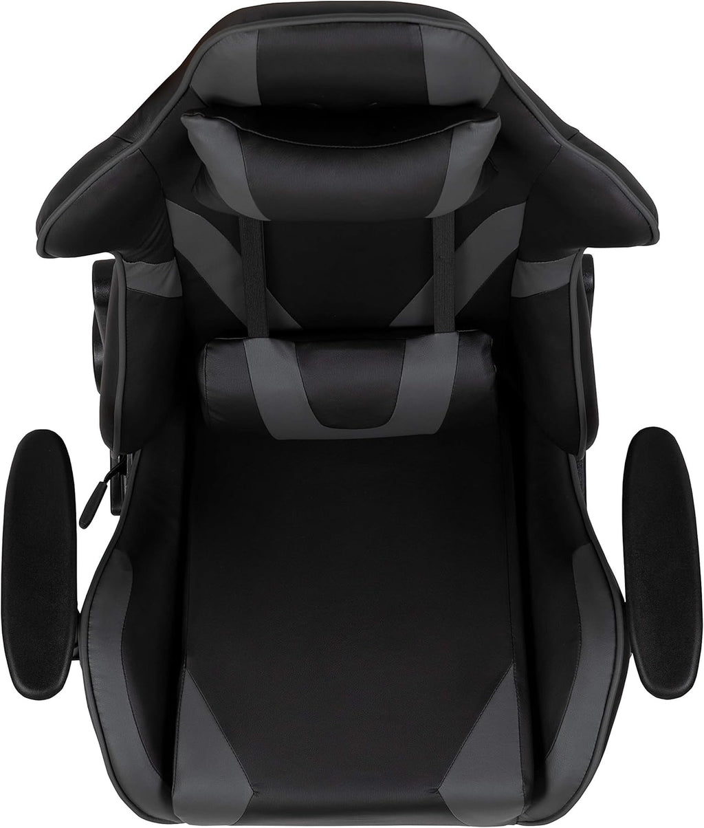 Flash Furniture X20 Gaming Chair Racing Office Ergonomic Computer PC Adjustable Swivel Chair with Fully Reclining Back in Gray LeatherSoft