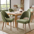 Wooden Dining Chairs Set of 4, Upholstered Modern Chenille Dining Room Chair Kitchen Chairs, Comfy Farmhouse Dinner Chair for Kitchen Dining Room, Green