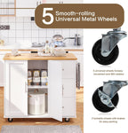 SUNLEI Kitchen Island with Storage Cabinet & Foldable Drop Leaf, Buffet Sideboard Cabinet, Cart Handle for Towel Rack, Drop Leaf, Portable Islands for Kitchen (Stylish White, 39.7-INCH)