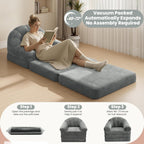 Yaheetech 93" Folding Sofa Bed Convertible Sofa 2 in 1 Sleeper Chair Bed Foldable Couch with Handle Chenille Couch for Living Room, Bedroom, Apartment Gray