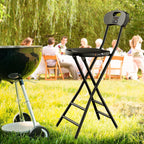 5Rcom Folding Stool, 1 Pack 24 inch Folding Bar Stool with Backrest and Handle, Foldable Stools for Adults Up to 350lbs, Collapsible Round Folding Counter Height Stool Chair for Camping Kitchen