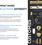 BLASTHOME® Luxury Step Square Finials – Fits Only Signature Collection Curtain Rods (Rod Not Included) – Premium Quality, Heavy Metal – Set of Two – Brushed Gold Finish