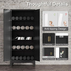 71"H Kitchen Pantry Storage Cabinet,Metal Black Food Pantry with 2 Door and 4 Adjustable Shelves,Laundry Room Freestanding Cabinet,Tall Hutch Cabinet,Large Farmhouse Cupboard for Dining Living Room