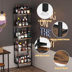 Homeiju 5-Tier Freestanding Wine Rack, 60 Bottles Wine Racks for Wall Mounted, Wines Bottle Holder Display Shelf with Fences, Liquor Storage for Kitchen, Dining Room, Bar (Rustic Brown)
