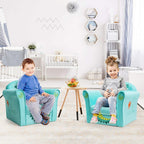 DORTALA Kids Sofa, Crocodile Pattern Kids Armchair w/Wooden Frame & Non-Slip Feet Nails, Sturdy Lightweight Toddler Furniture for Boys & Girls, Armrest Couch for Baby Room, Living Room, Preschool