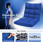 COSTWAY Floor Chair, Folding Gaming Chair with Back Support, 14 Adjustable Positions, Alloy Steel Frame, Lazy Sofa Lounge for Playing Reading Meditating Room Recliner for Adults, Kids (Blue)