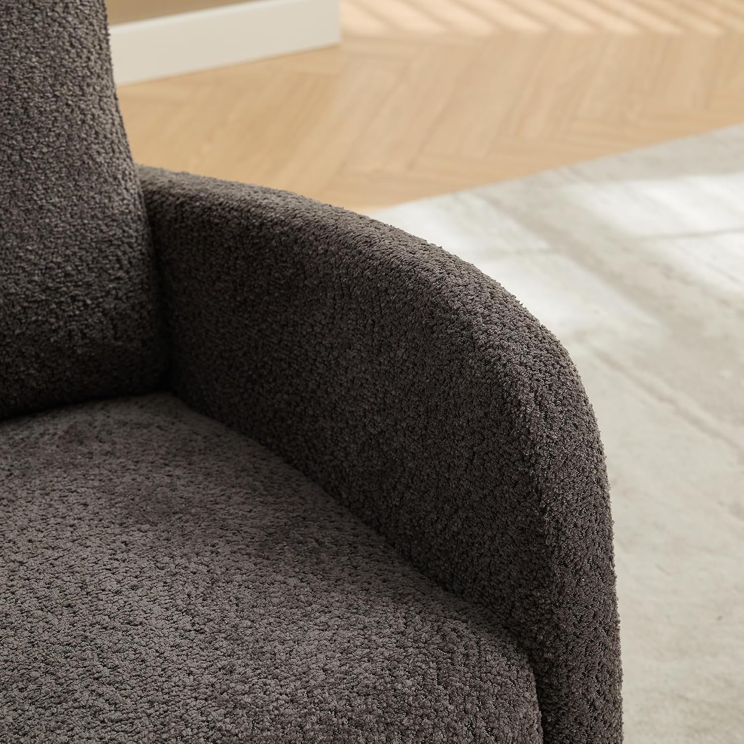 25.4" W Rocking Chair for Nursery, High Back Glider Chair with Retractable Footrest, Side Pocket, Rocking Accent Armchair with Rubber Wood Legs for Living Room/Bedroom.Navy (Charcoal)