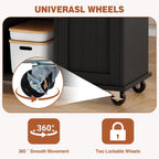 JY QAQA 42" Kitchen Island with Storage on Wheels, Rolling Table with Drop Leaf, Drawers, Cart Handle for Towel Rack or Free Movement, Black