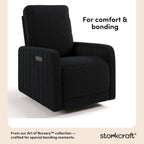 Storkcraft Kyoto Deluxe Power Recliner Swivel Glider (Black Boucle) – Premium Electronic Power Recliner for Nursery, Includes Dual-USB Charging Port with USB-A & USB-C, Glider Rocking Chair