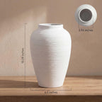Off-White 10” Ceramic Vase for Home Decor, Farmhouse & Boho Decorative Pottery Vase for Table Centerpiece, Mantel, Shelf, Living Room, Kitchen, and Entryway (White Ribbed - 10" Medium)