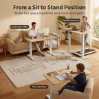 Cubiker Standing Desk, 48x24 Inches Sit Stand Home Office Desk, Electric Stand up Desk, Adjustable Desk with Splice Board, White Frame/Maple Top