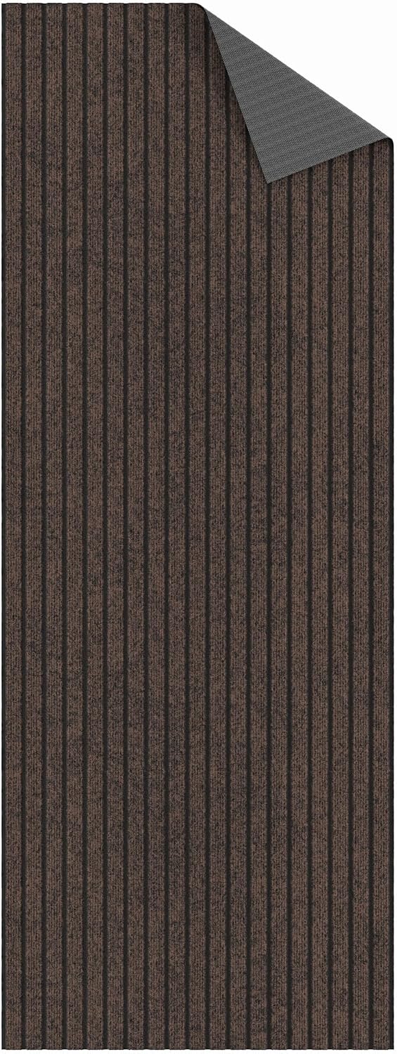 Ottomanson 2'7" x 8' Hallway Runner with Scraper Pile - Extra Durable Non-Slip Rug Mat for Indoor & Outdoor Use - Ideal for Kitchen, Entryway & Garage - High-Traffic Carpet, Brown
