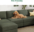 HONBAY Modern Corduroy Ottoman Module Sofa, 28.4 Inch Square Ottoman Bench with Storage, Green