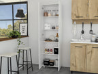 Pensacola Double Door Pantry Cabinet: 78" High Storage with 5 Shelves - White Modern Style Particle Board for Home Organization & Kitchen Storage