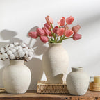 Vanselia Ceramic Flower Vase Home Decor - Large Farmhouse Table Vases Rustic Vintage Living Room Kitchen Bedroom Decorations for House Book Shelf Office Coffee Desk Dining Fireplace (9" Rustic)