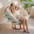 HIGOGOGO Papasan Chair Cushion with Corduroy Cover (Without Chair), 48 x 48 Inch Supportive Cushion, Overstuffed Chair Cushion,Beige