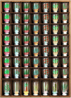 Barydat Shot Glass Display Case Wood Shot Glass shelf holder 56 Compartments Wall-mounted Rustic Bar Cabinet(Brown,1 Pcs)