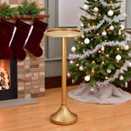 SwallowLiving Antique Gold Drink Table – Hammered Metal Side Table for Small Spaces – Round Pedestal End Stand for Living Room, Bedroom, Office & Apartment Corner – Weighted Base, 23 Inch Tall