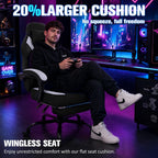 Gaming Chair with Footrest Fabric Gaming Chair for Adults with Massage Lumbar Support, High Back Ergonomic Computer Chair, Pocket Spring Cushion, 150°Reclining & Linkage Armrests, Black